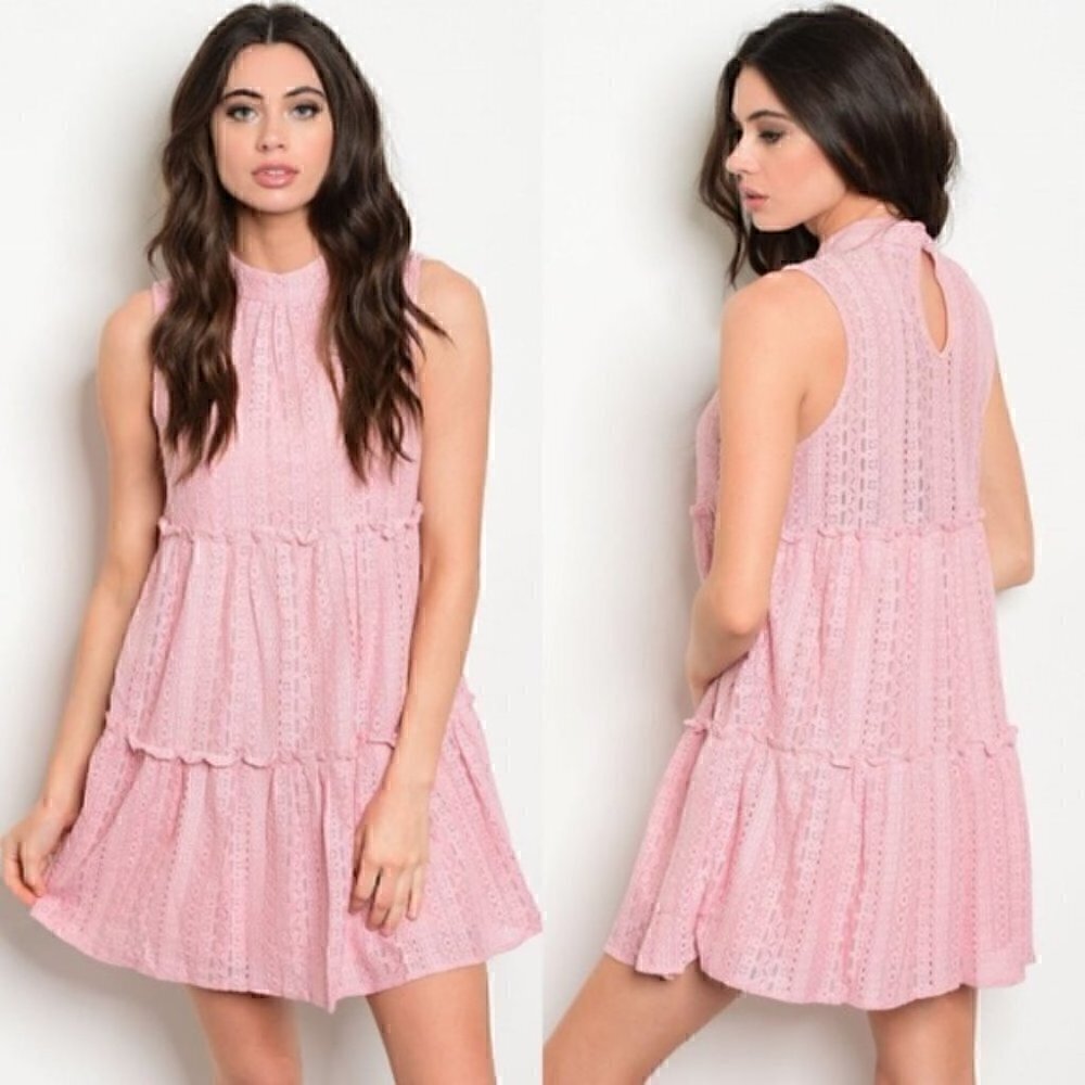 LACEY PINK BABYDOLL DRESS MINI
